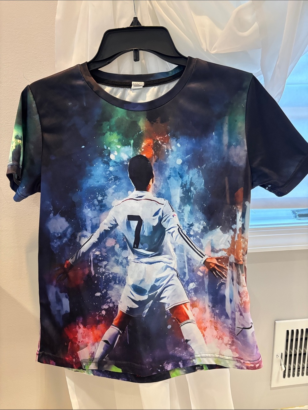 Cristiano Ronaldo 7 Graphic Soccer Print Tee size 13/14 print front and back